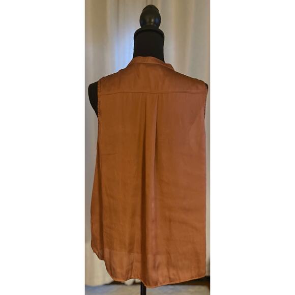 H&M Silky Copper Blouse Mandarin Collar Size 14 - Picture 4 of 5